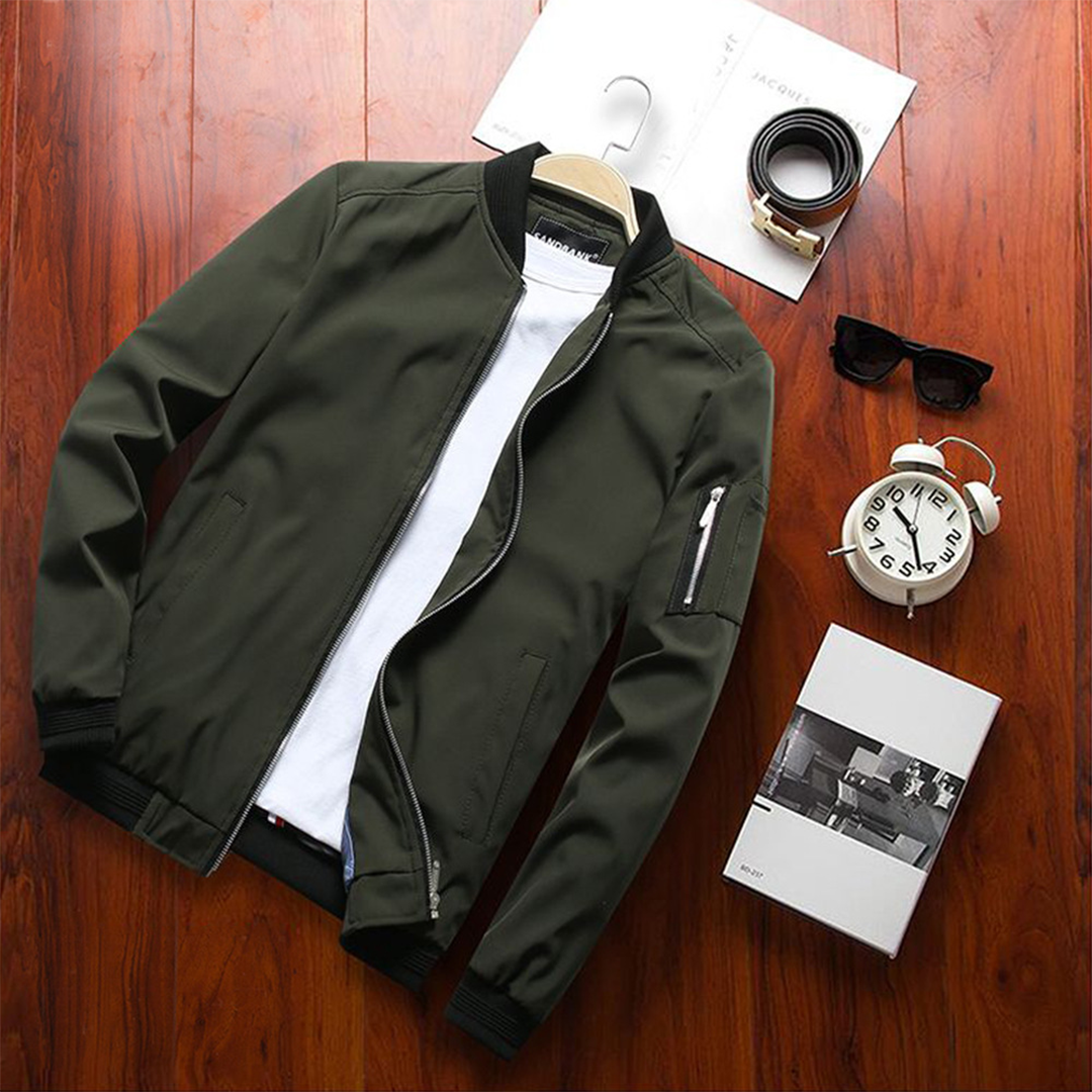 Lightweight Mens Bomber Jacket - Waist Length, Cotton Blend - Tophatter Daily Deals