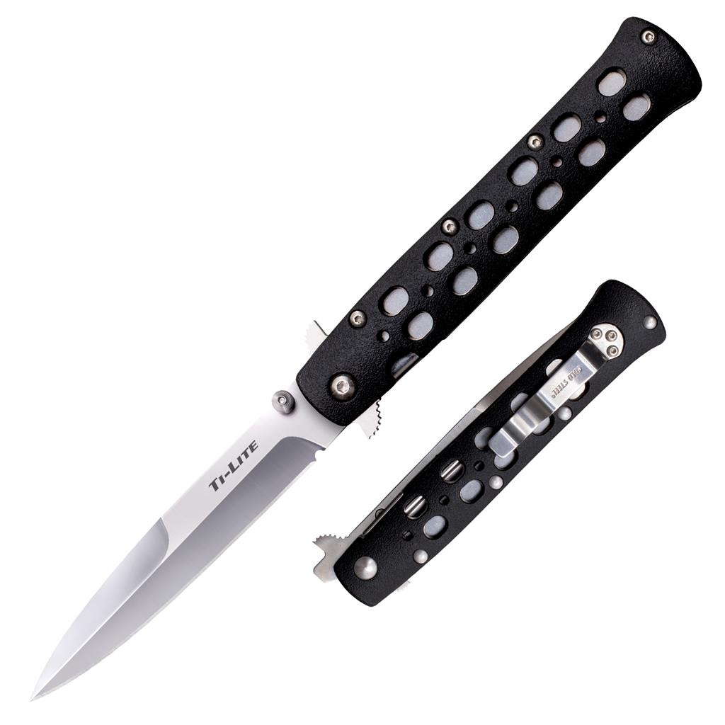 Cold Steel Ti-Lite - Black Zy-Ex Handle - AUS8A Steel - CS-26SP Folding Knives - Tophatter Daily Deals