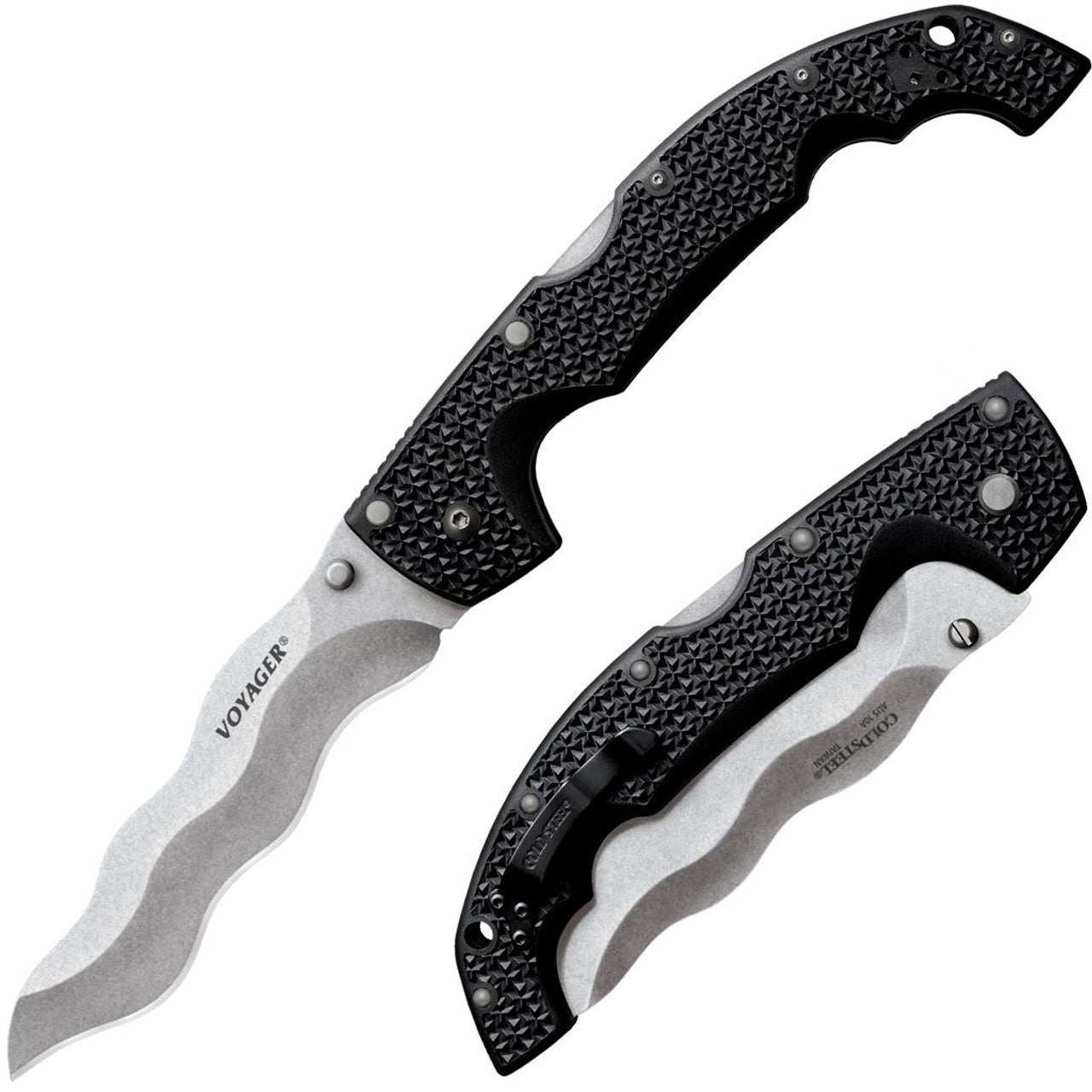 Cold Steel Voyager XL Kris - Black Handle - AUS10A Steel - CS-29AXW Folding Knives - Tophatter Daily Deals