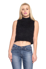 Women's Turtle Neck Sleeveless Crop Top Black 78 Tops - Tophatter Daily Deals