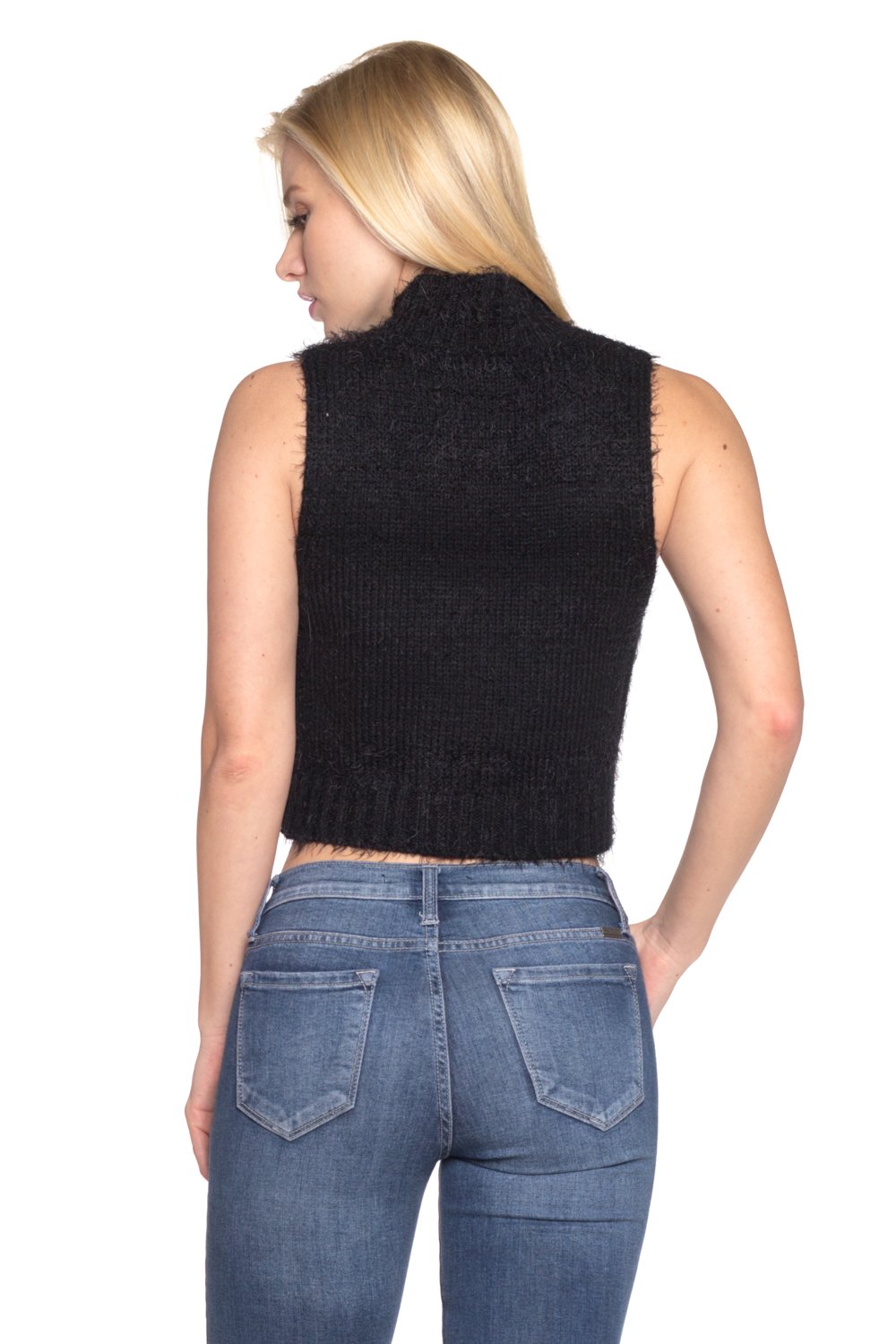 Women's Turtle Neck Sleeveless Crop Top Tops - Tophatter Daily Deals