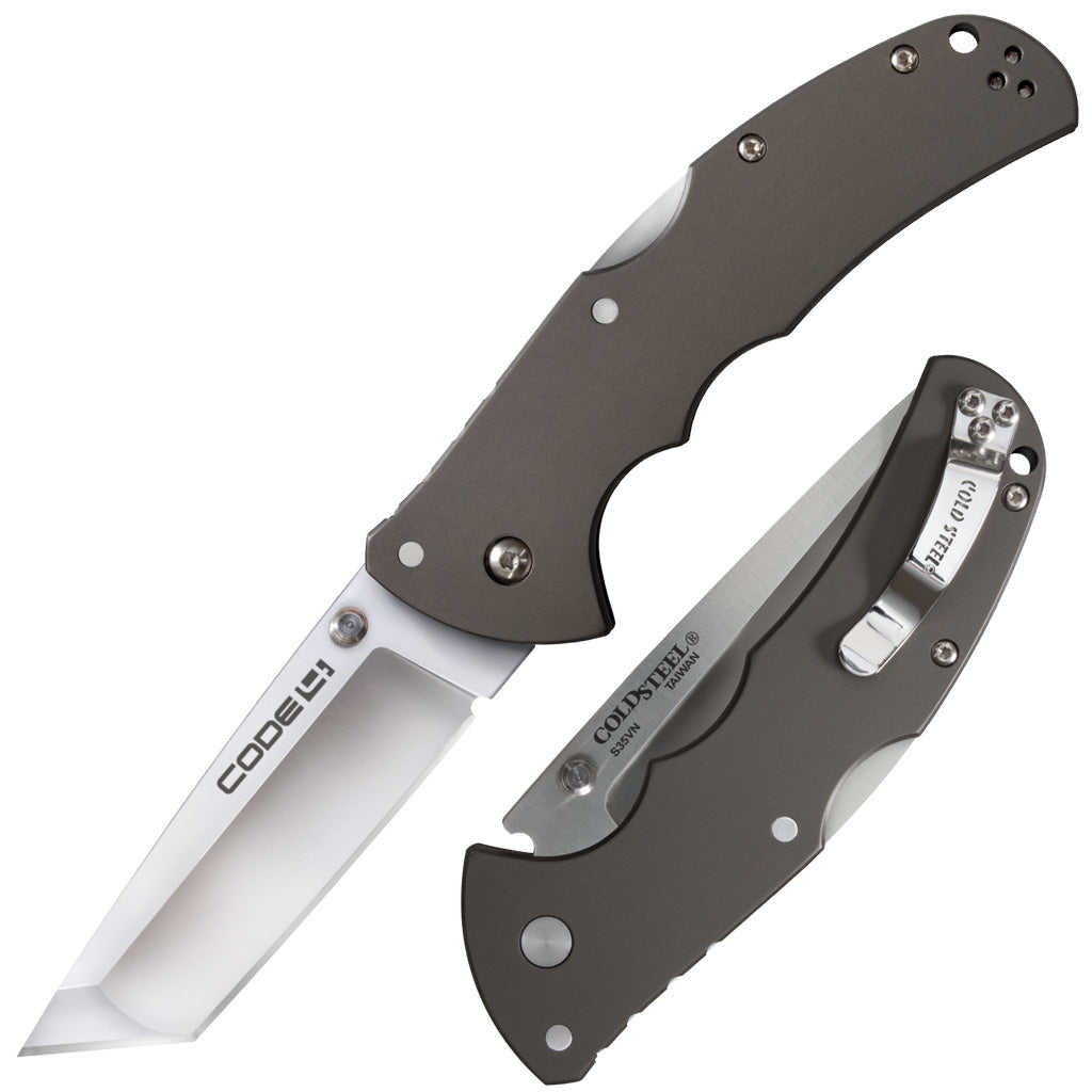 Cold Steel Code 4 Tanto - Aluminum Handle - CPM-S35VN Steel - CS-58PT Folding Knives - Tophatter Daily Deals