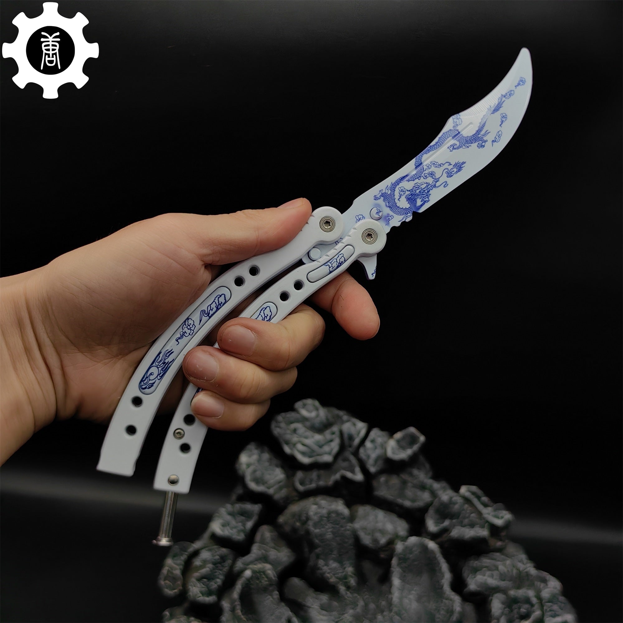 Game Butterfly Knife Azure Dragon Balisong - Tophatter Daily Deals