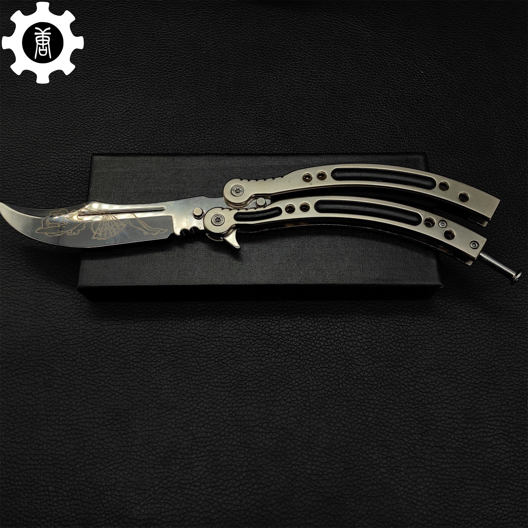 Brown Chrome Butterfly Knife Game Metal Balisong - Tophatter Daily Deals