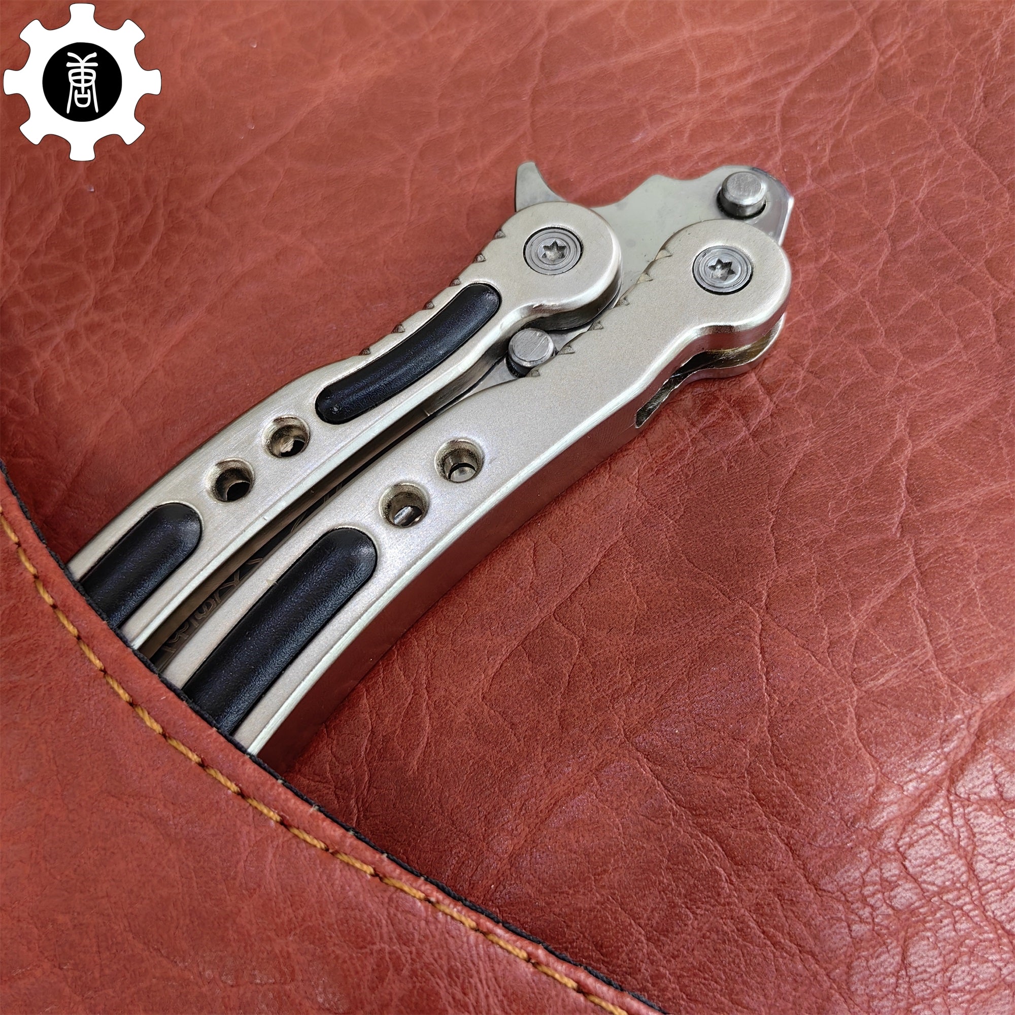 Brown Chrome Butterfly Knife Game Metal Balisong - Tophatter Daily Deals