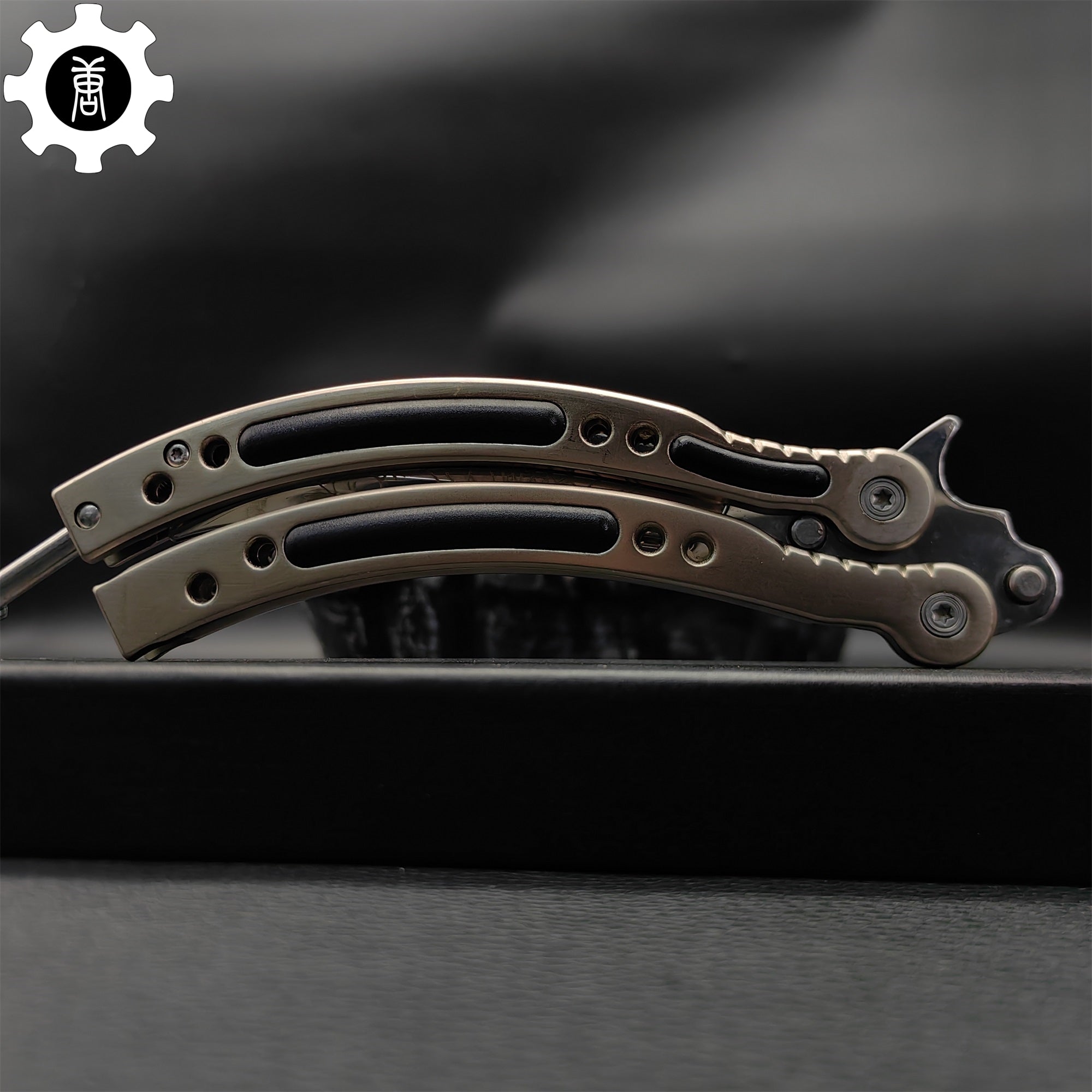 Brown Chrome Butterfly Knife Game Metal Balisong - Tophatter Daily Deals