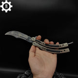 Brown Chrome Butterfly Knife Game Metal Balisong - Tophatter Daily Deals