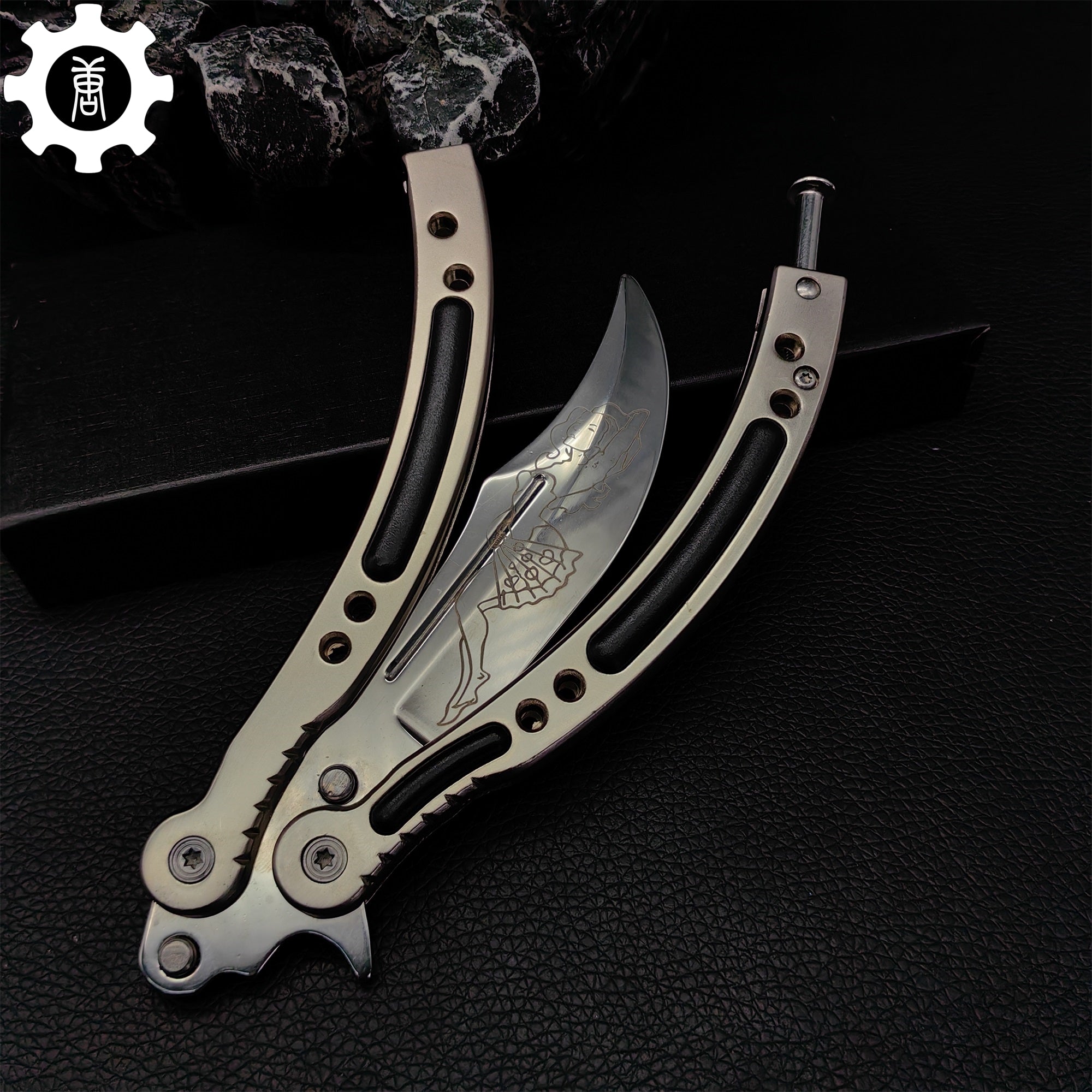 Brown Chrome Butterfly Knife Game Metal Balisong - Tophatter Daily Deals