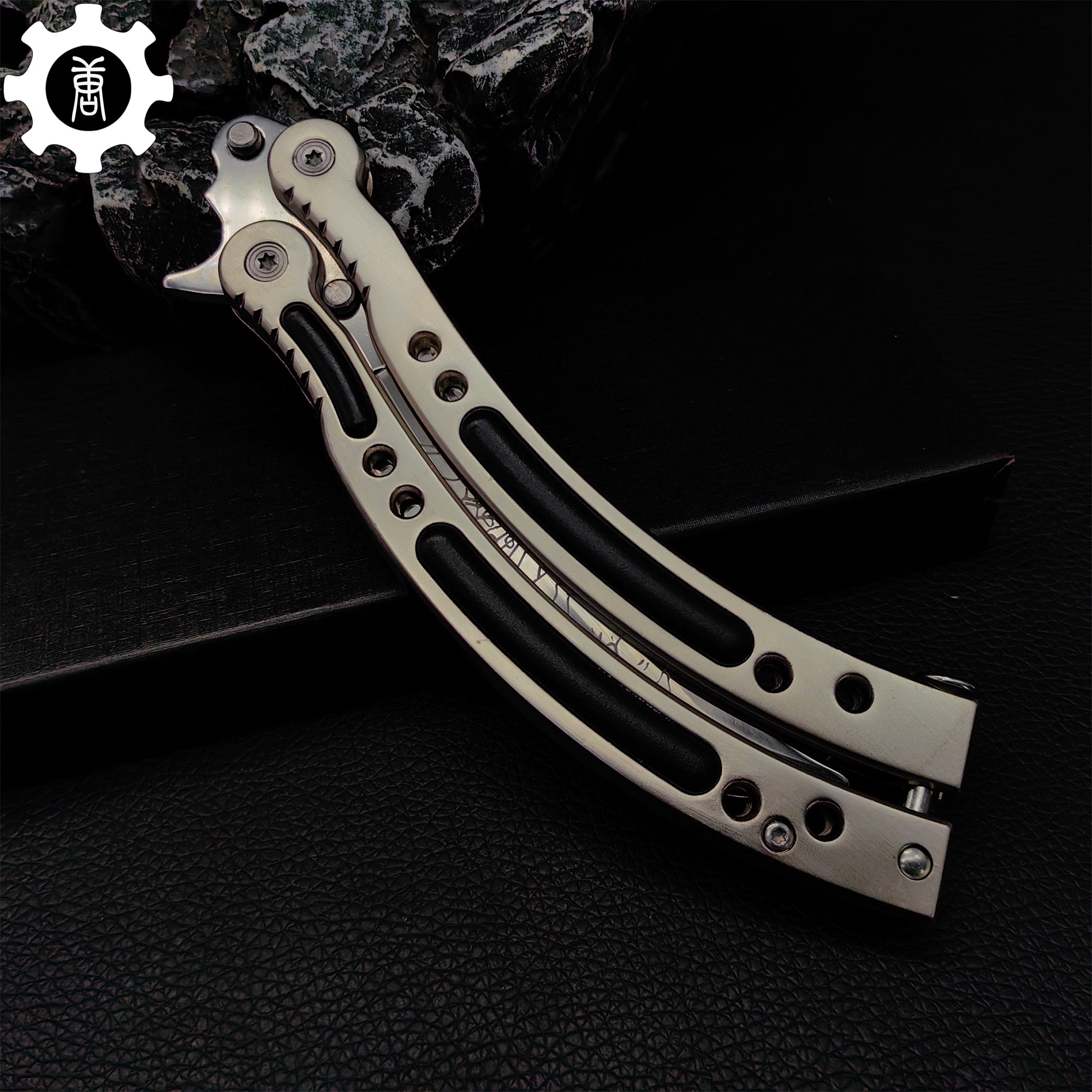 Brown Chrome Butterfly Knife Game Metal Balisong - Tophatter Daily Deals