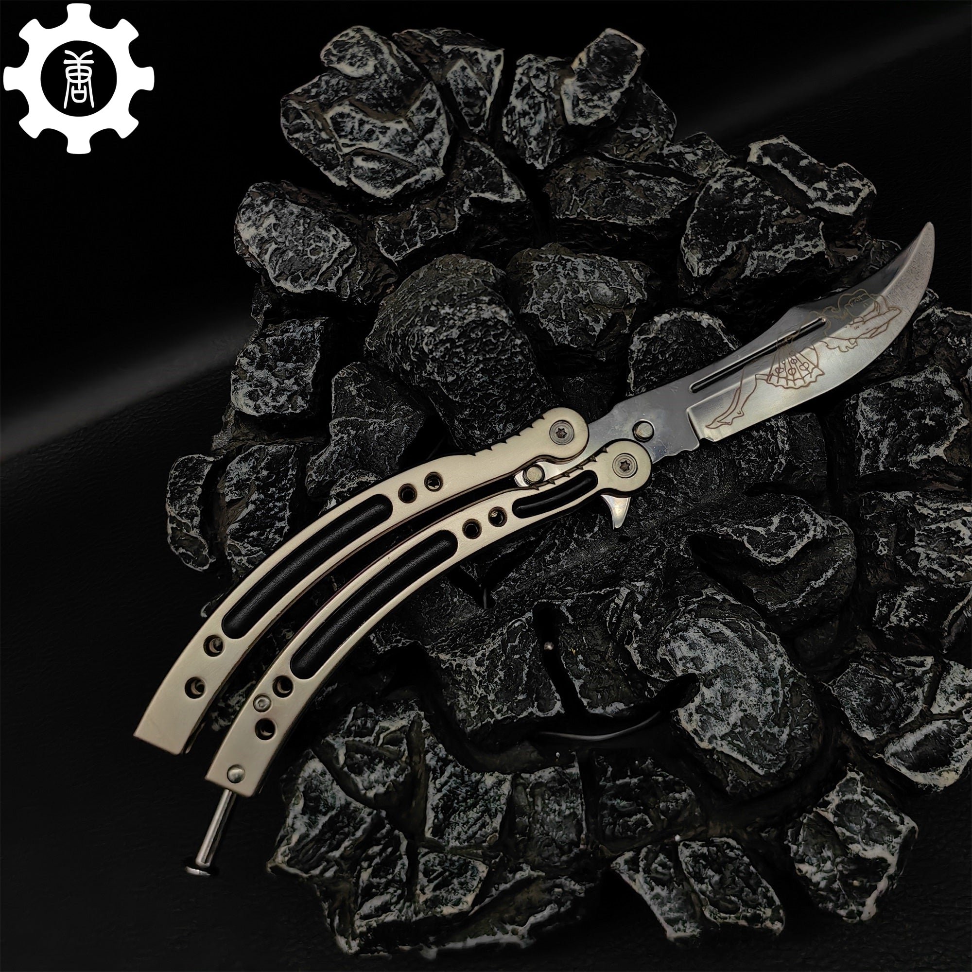 Brown Chrome Butterfly Knife Game Metal Balisong - Tophatter Daily Deals