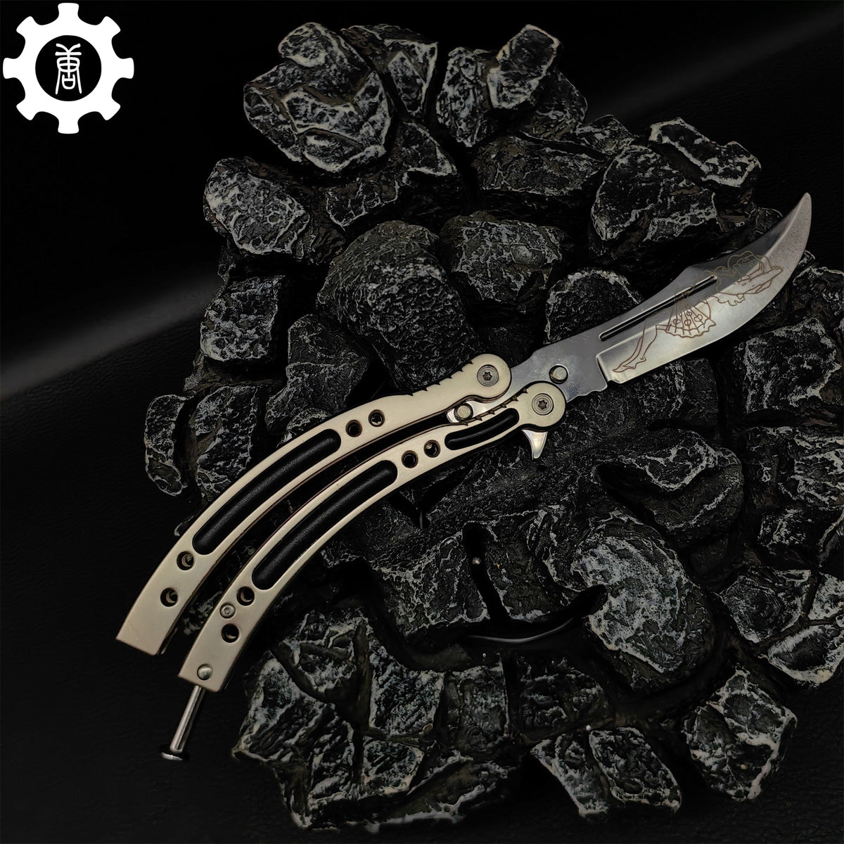 Brown Chrome Butterfly Knife Game Metal Balisong - Tophatter Daily Deals
