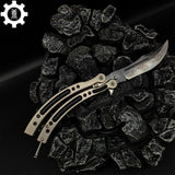 Brown Chrome Butterfly Knife Game Metal Balisong - Tophatter Daily Deals