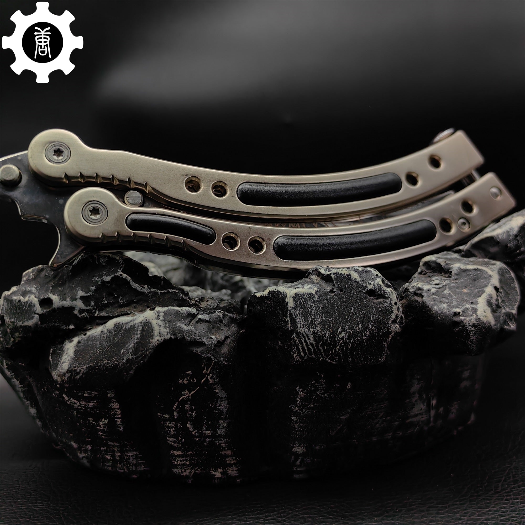 Brown Chrome Butterfly Knife Game Metal Balisong - Tophatter Daily Deals