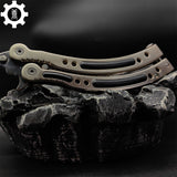 Brown Chrome Butterfly Knife Game Metal Balisong - Tophatter Daily Deals