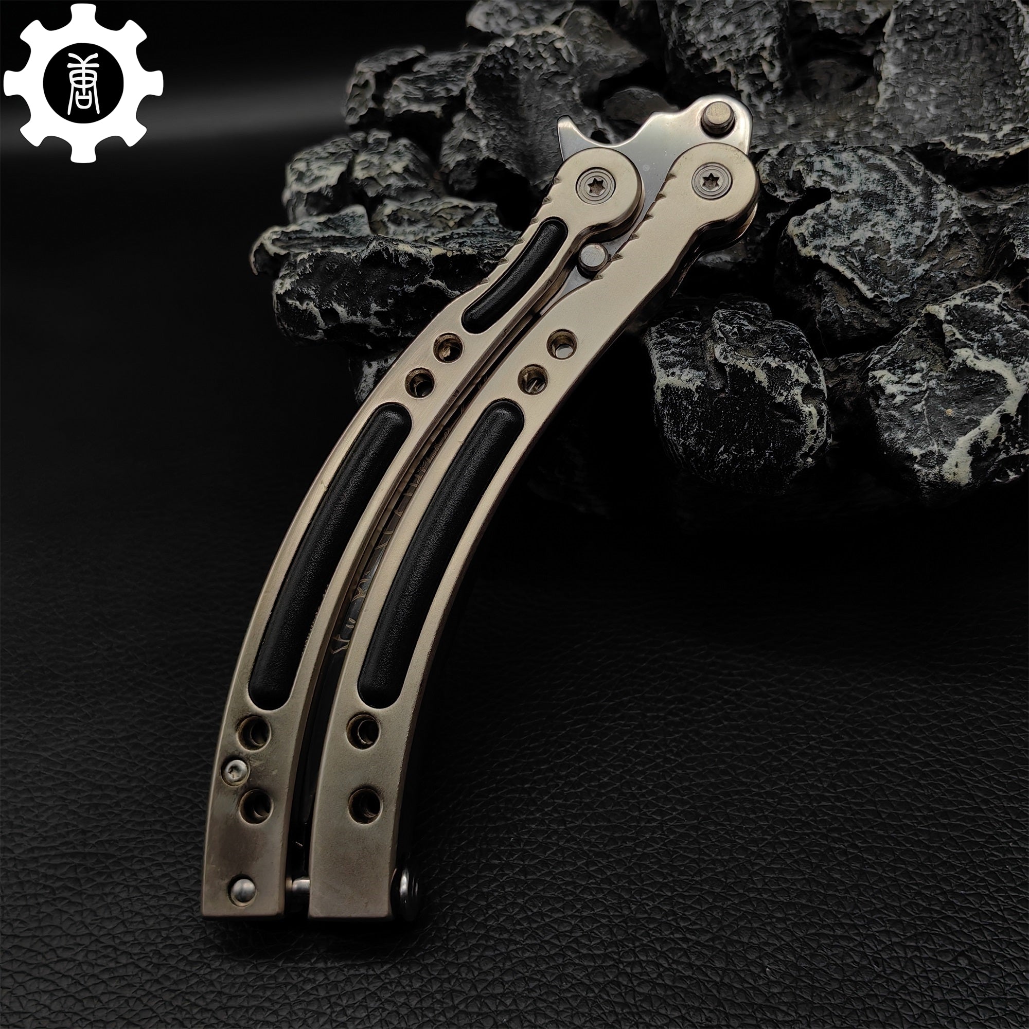 Brown Chrome Butterfly Knife Game Metal Balisong - Tophatter Daily Deals