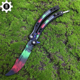 Game Butterfly Knife Green Red Pattern Metal Balisong Trainer - Tophatter Daily Deals