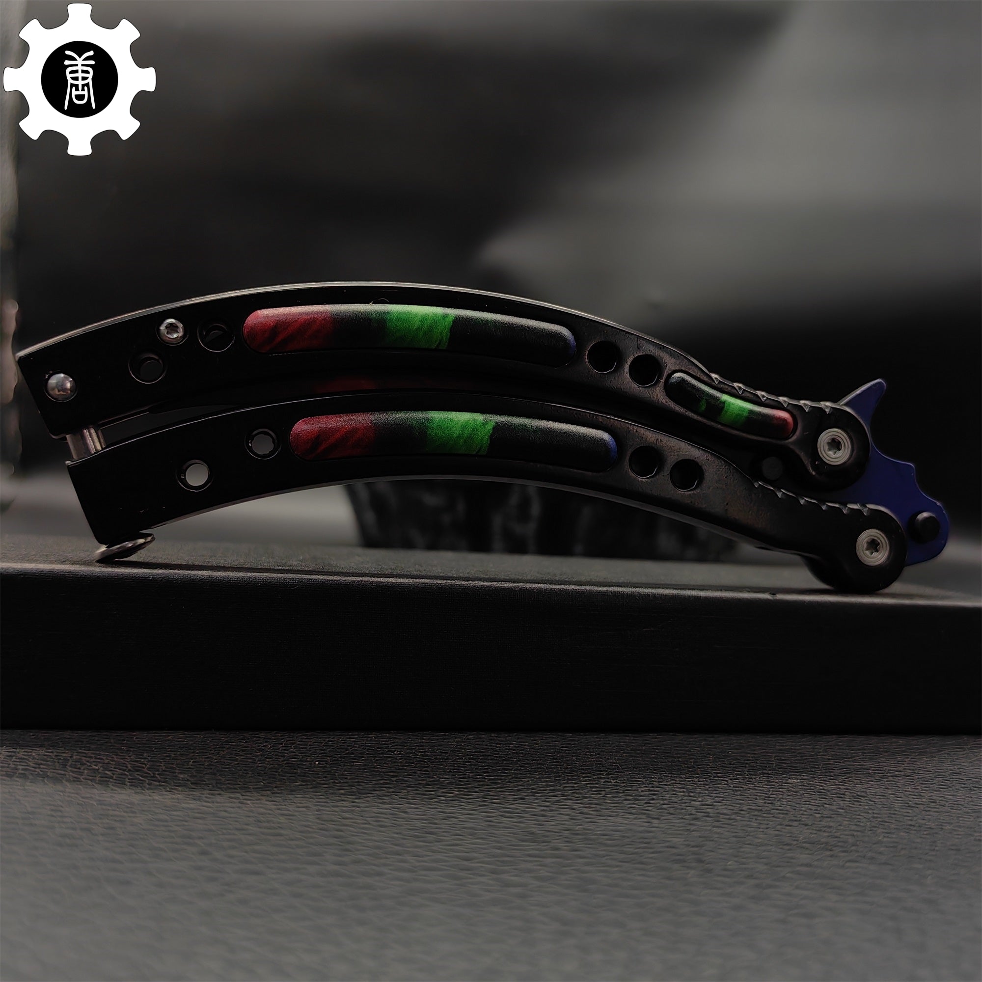 Game Butterfly Knife Green Red Pattern Metal Balisong Trainer - Tophatter Daily Deals