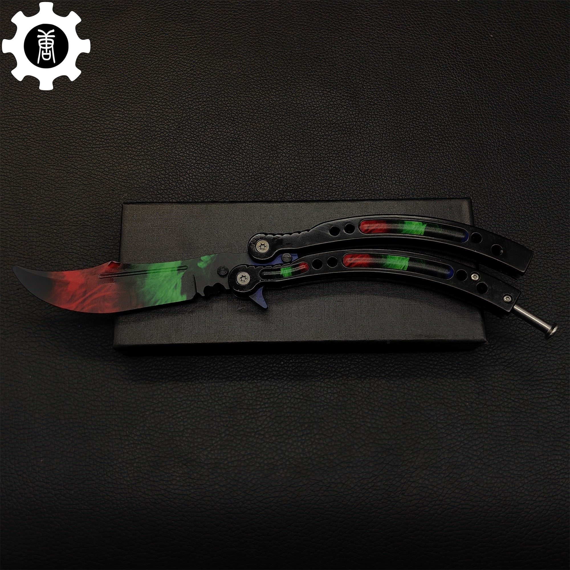Game Butterfly Knife Green Red Pattern Metal Balisong Trainer - Tophatter Daily Deals