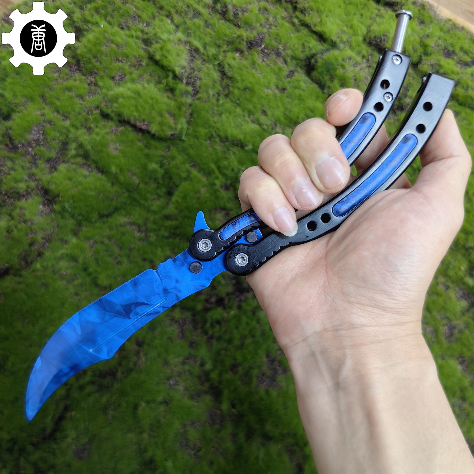 Doppler Sapphire Balisong Game Butterfly Knife - Tophatter Daily Deals