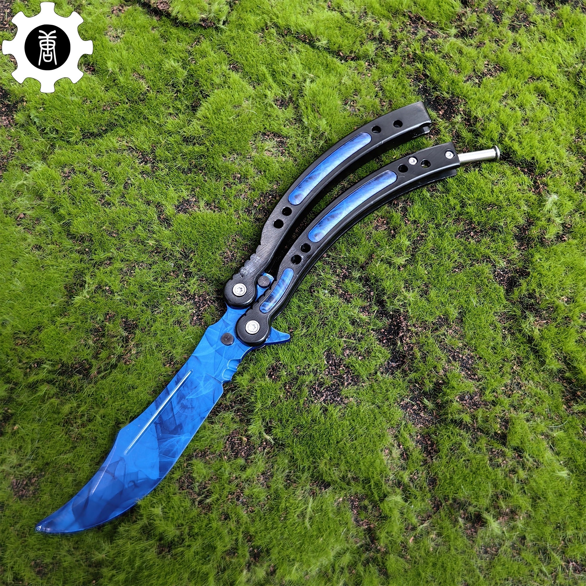Doppler Sapphire Balisong Game Butterfly Knife - Tophatter Daily Deals