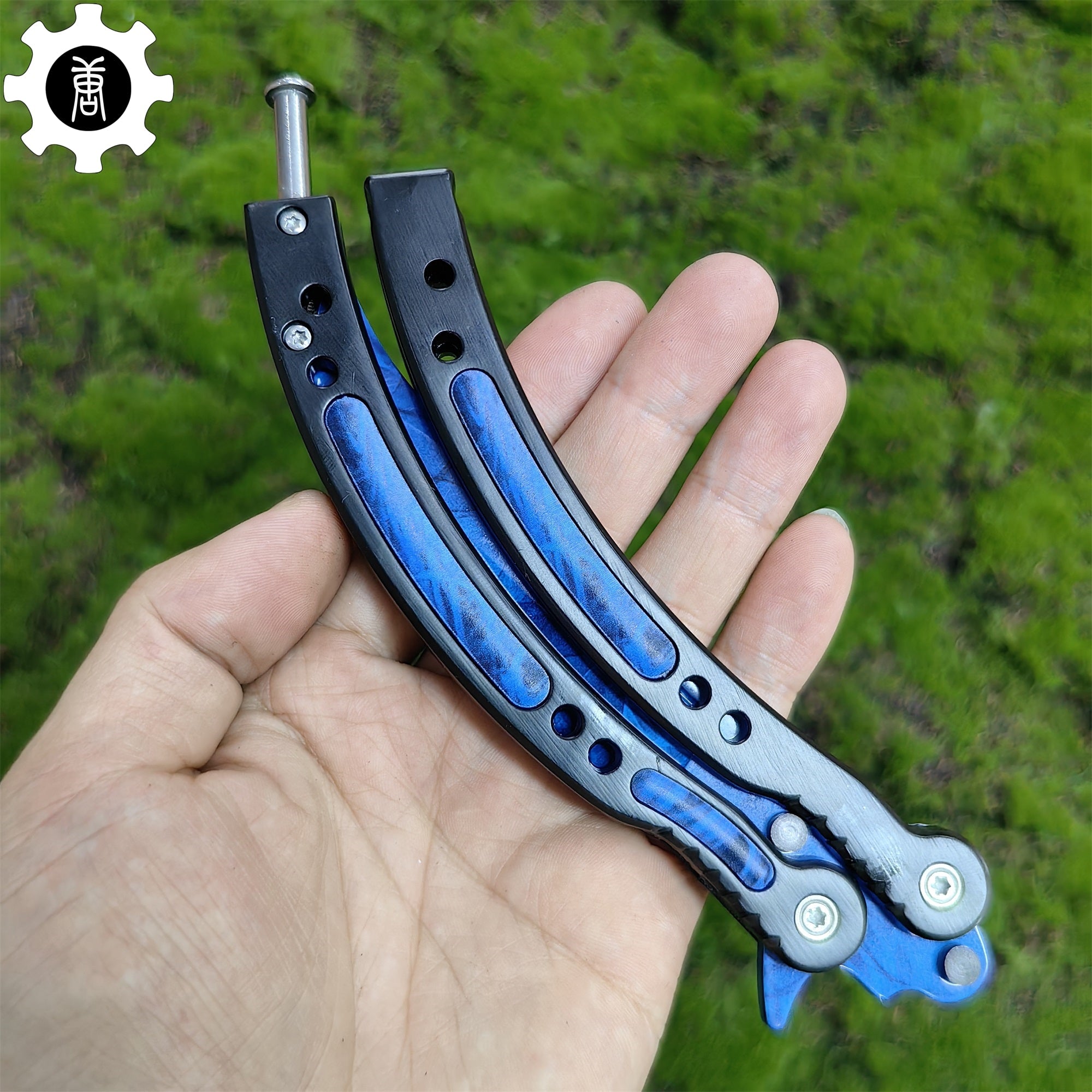 Doppler Sapphire Balisong Game Butterfly Knife - Tophatter Daily Deals