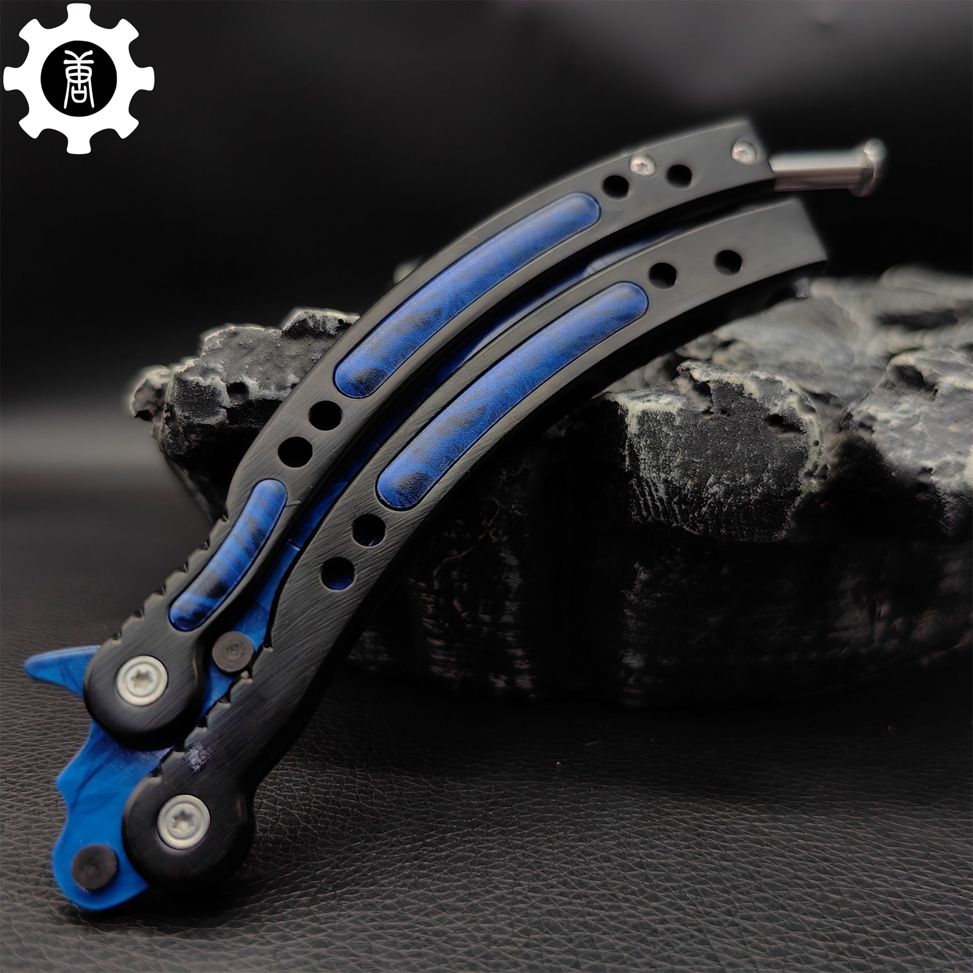 Doppler Sapphire Balisong Game Butterfly Knife - Tophatter Daily Deals