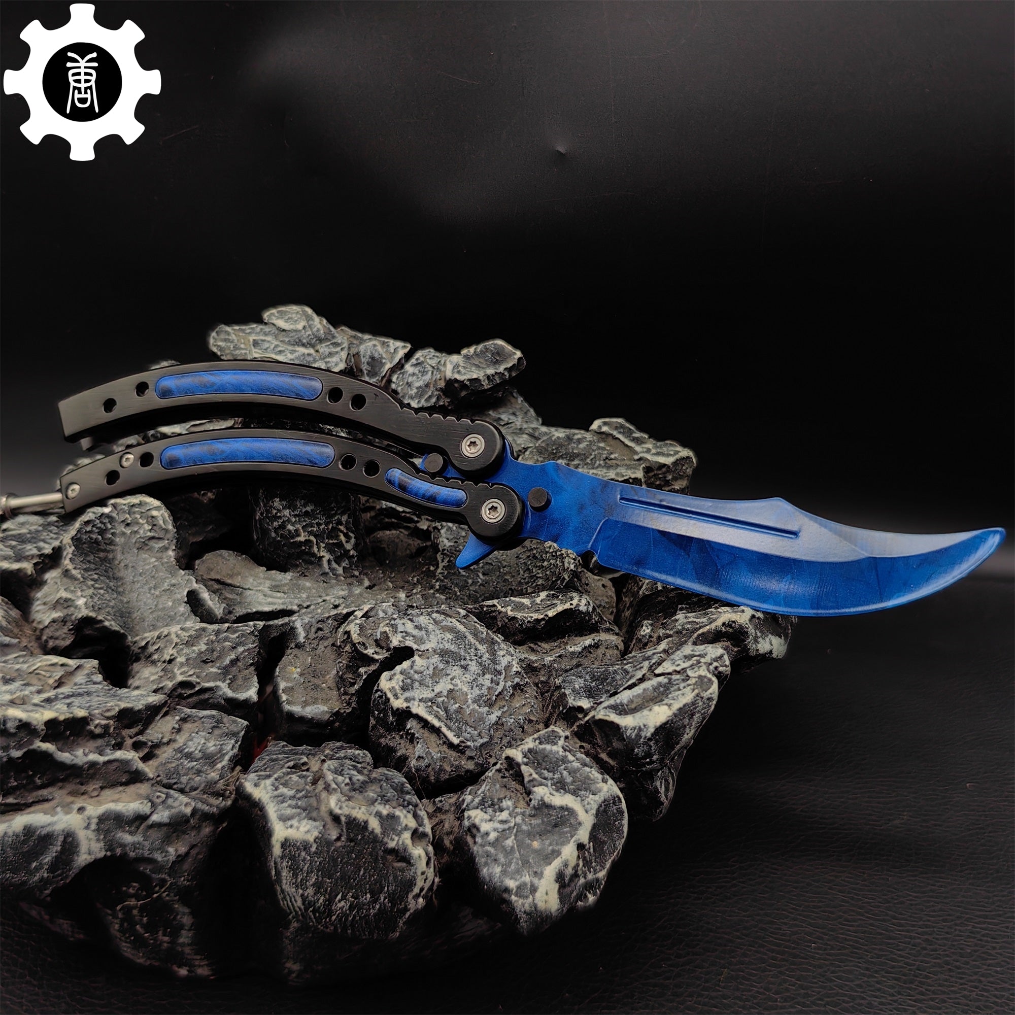 Doppler Sapphire Balisong Game Butterfly Knife - Tophatter Daily Deals