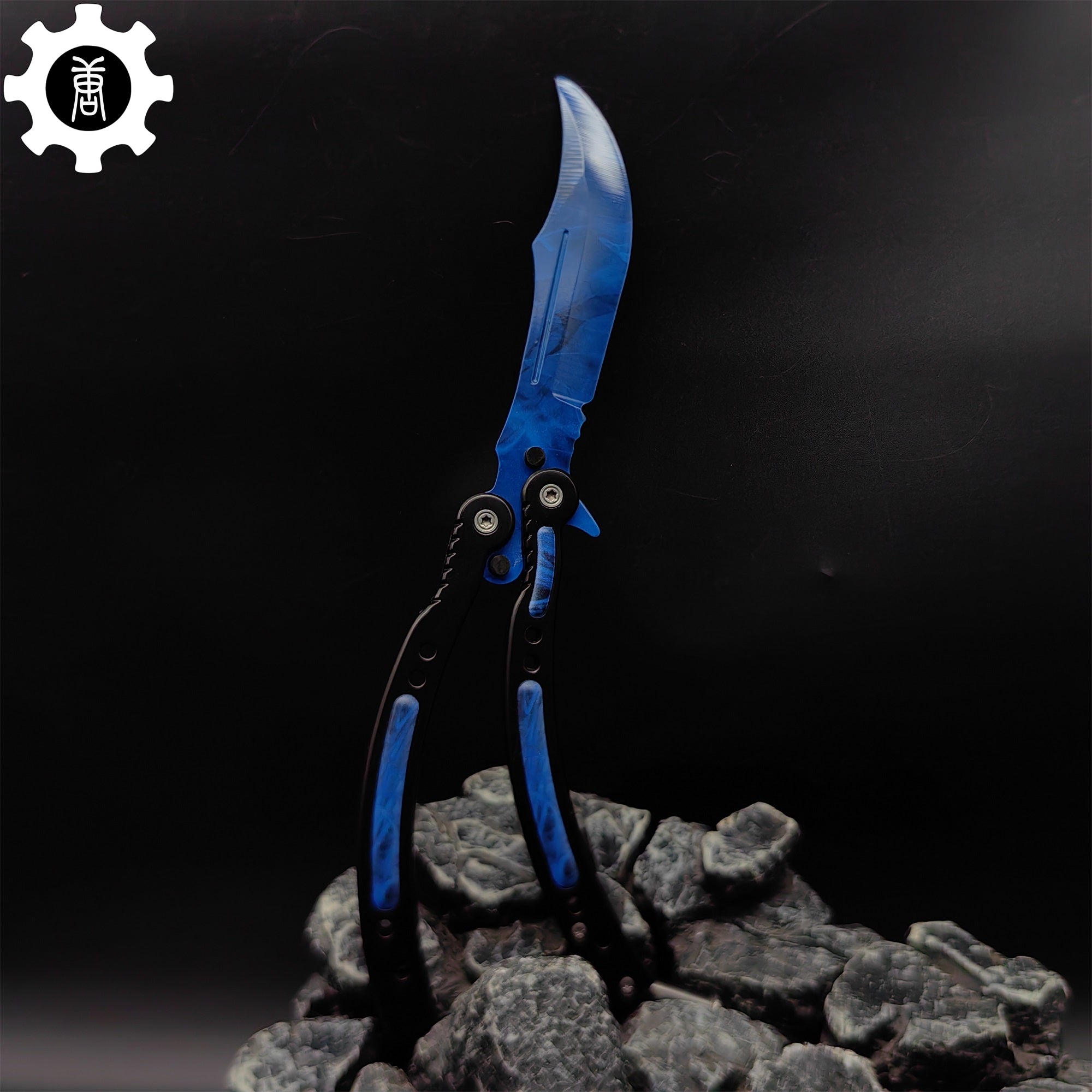 Doppler Sapphire Balisong Game Butterfly Knife - Tophatter Daily Deals