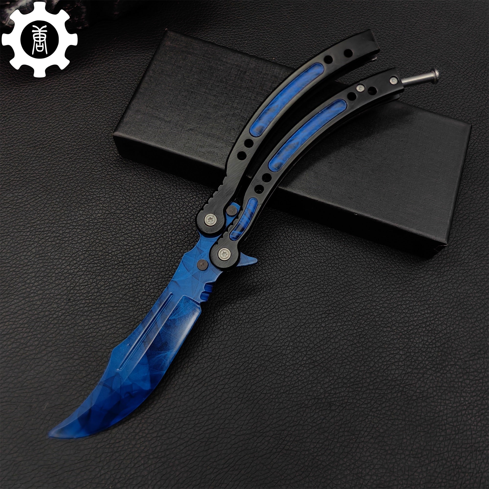 Doppler Sapphire Balisong Game Butterfly Knife - Tophatter Daily Deals
