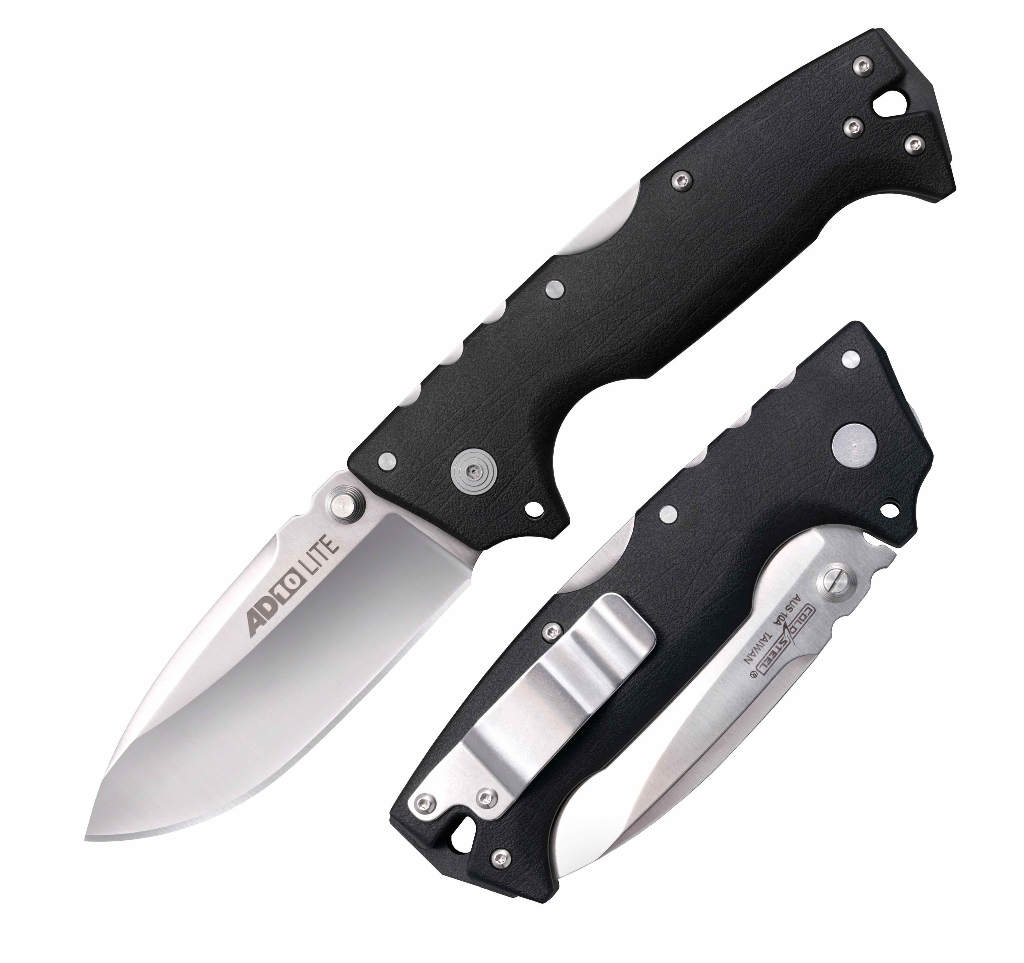 Cold Steel AD-10 Lite Drop Point - Black Griory Handle - AUS10A Steel - CS-FL-AD10 Folding Knives - Tophatter Daily Deals