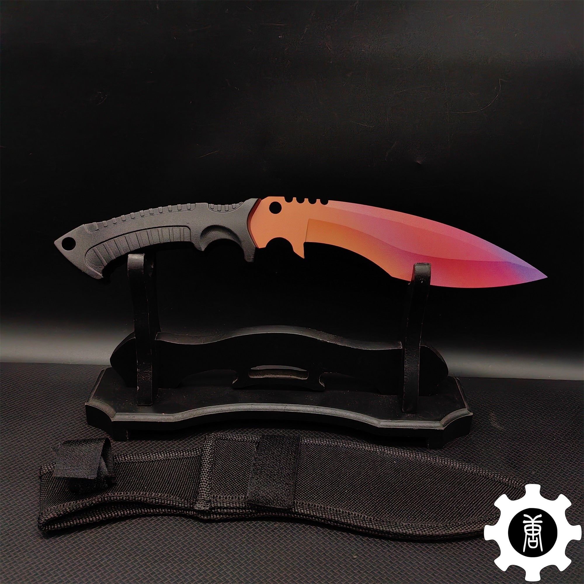 Steel Kukri Knife Blunt Blade Replica Fade & Stand - Tophatter Daily Deals