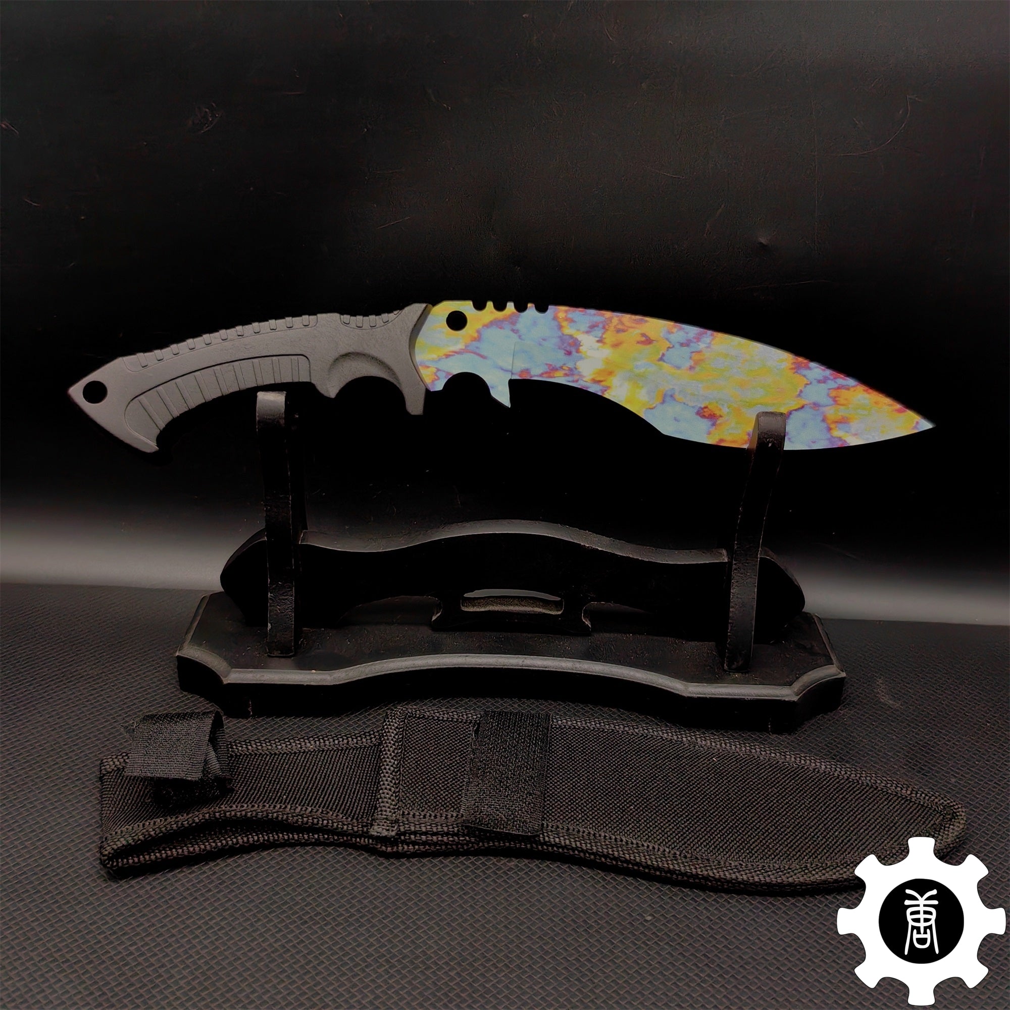 Steel Kukri Knife Blunt Blade Replica Case Hardened & Stand - Tophatter Daily Deals