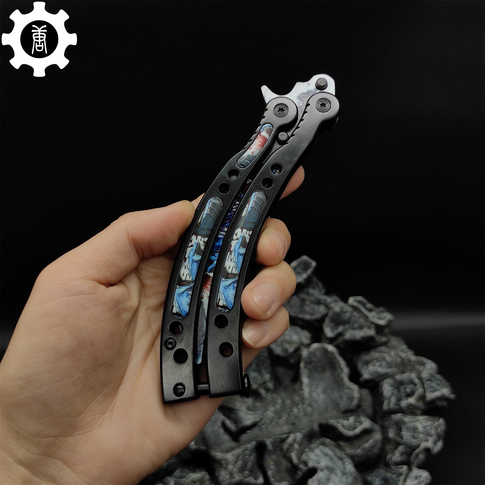 Game Butterfly Knife Nightmare Pattern Metal Balisong - Tophatter Daily Deals
