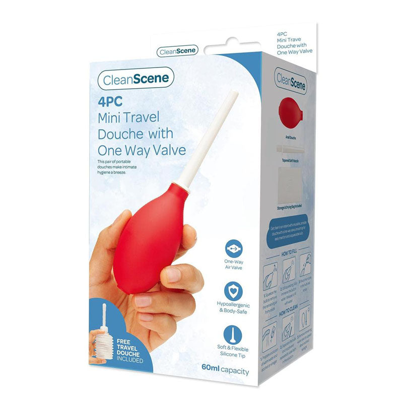 CleanScene 4 Piece Mini Travel Douche with One-Way Valve – 60 ml Douche Set > Essentials > Douches - Tophatter Daily Deals
