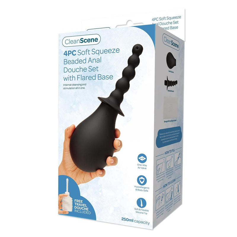 CleanScene Soft Squeeze Beaded Anal Douche Set 250ml with Flared Base - 4 Piece > Essentials > Douches - Tophatter Daily Deals