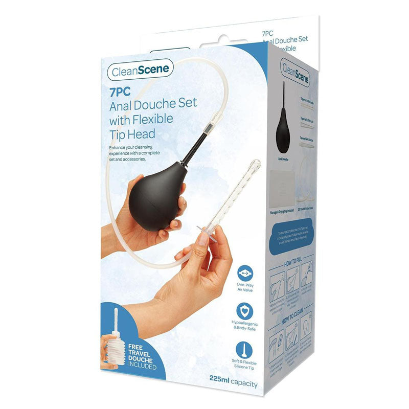 CleanScene 7 Piece Anal Douche Set – Flexible Tip Head 225 ml Capacity > Essentials > Douches - Tophatter Daily Deals