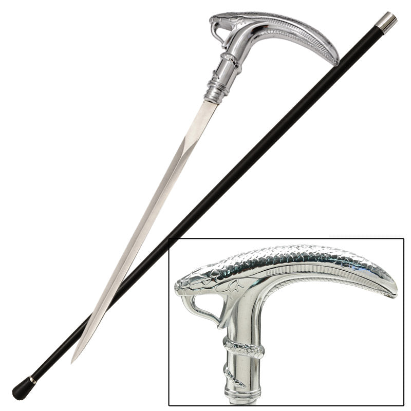 Silver Cobra Snake Cane Sword - TOPHATTER'S ARMORY DEALS Collectible Weapons - Tophatter Daily Deals
