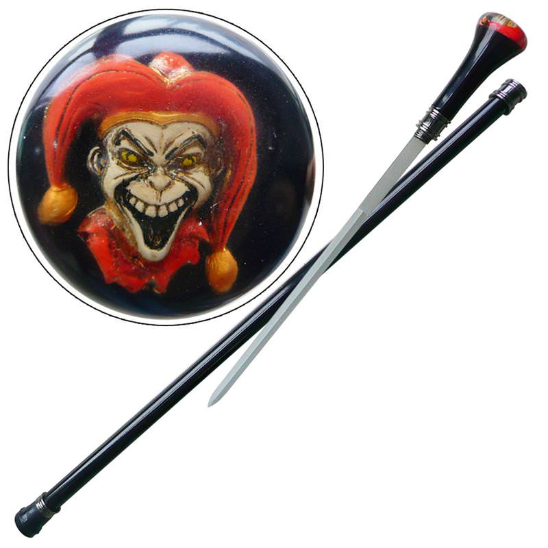 Deranged Evil Clown Walking Acrylic Cane Sword - TOPHATTER'S ARMORY DEALS Collectible Weapons - Tophatter Daily Deals