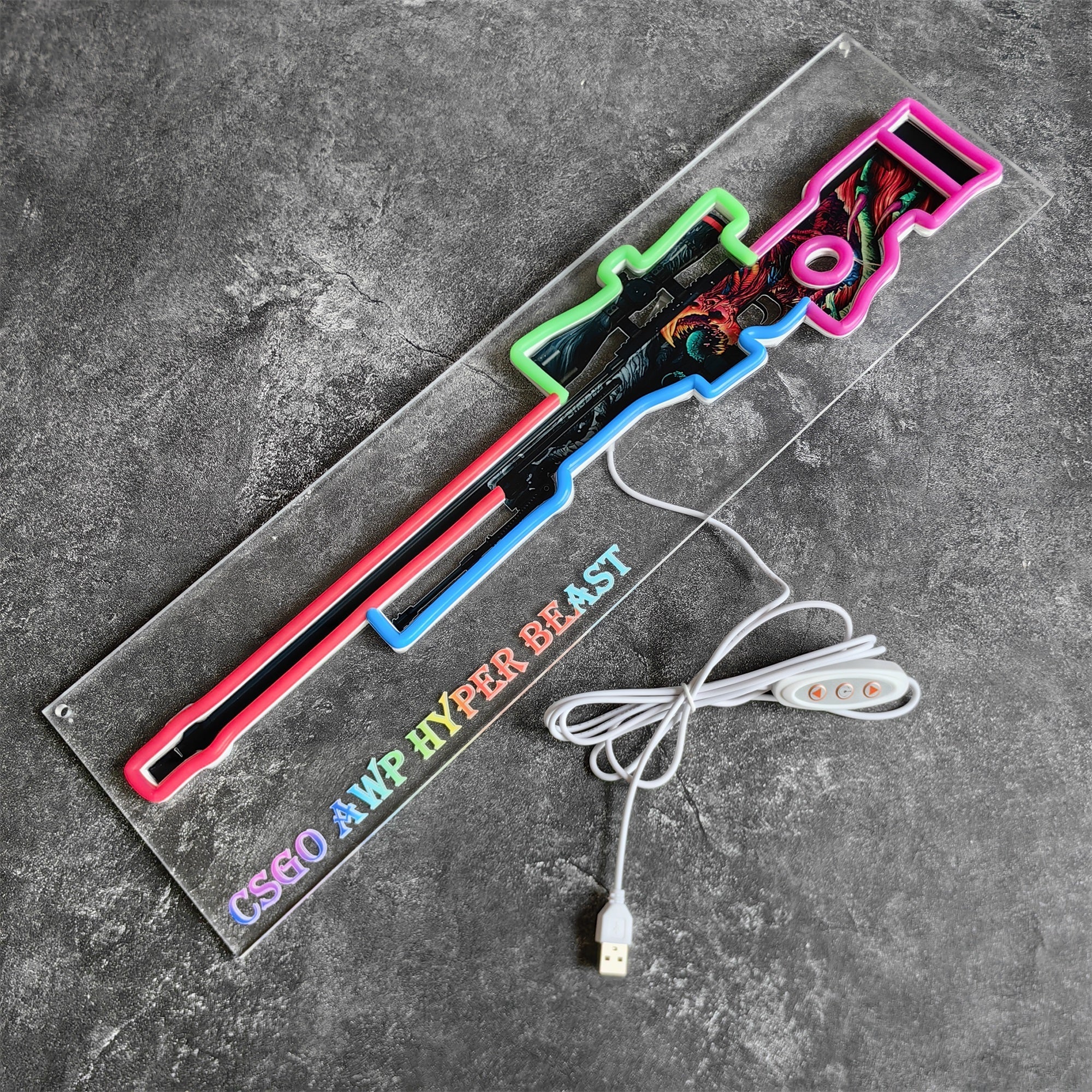 Customized CSGO AWP Rare Skin Neon Light Wall Decor Hyper Beast - Tophatter Daily Deals