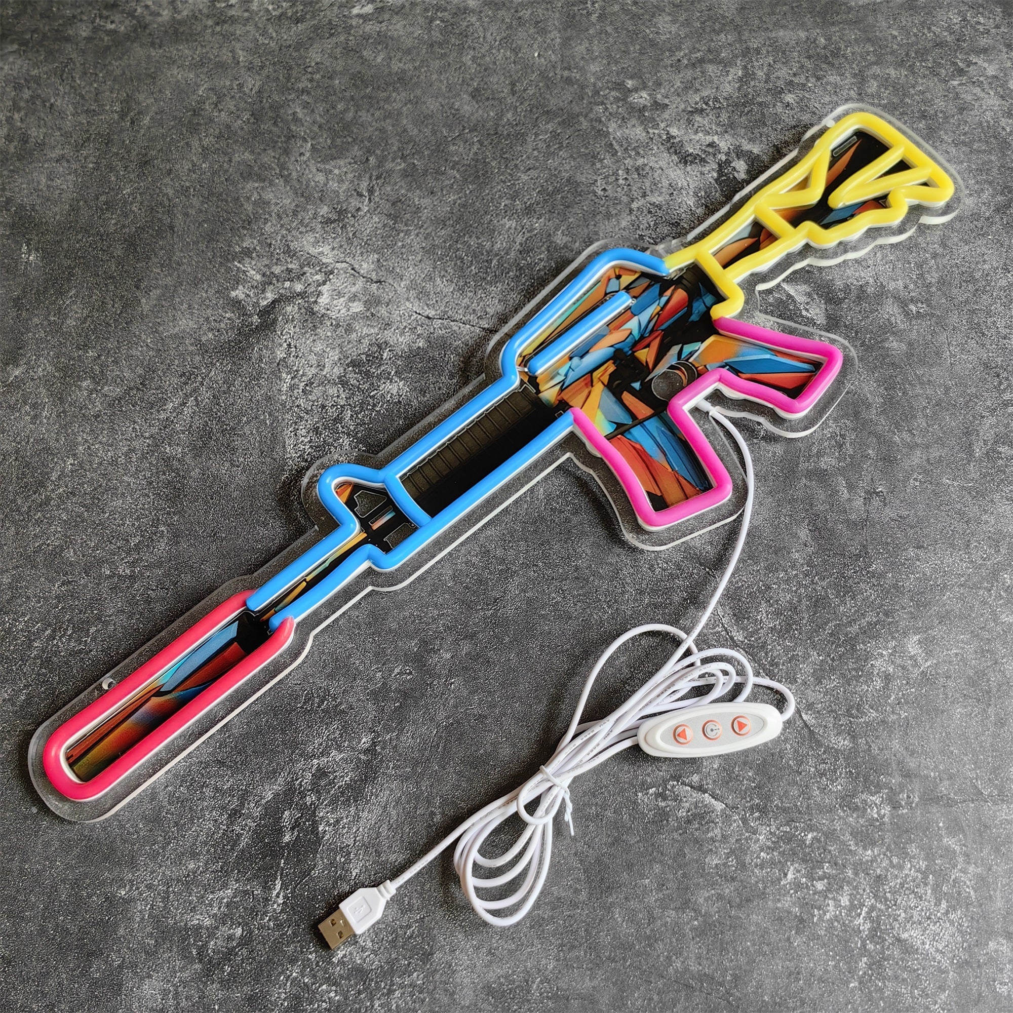 Customized CSGO Rare Skin M4A1-S Neon Light Wall Decor Leaded Glass - Tophatter Daily Deals