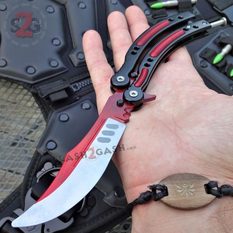 22 colors CSGO Butterfly Knife SHARP 440C Counter Strike Balisong Autotronic (you will receive sharp) Knife-Balisong - Tophatter Daily Deals