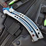CSGO Blue Slaughter Butterfly Knife SHARP Tactical Balisong - Grey Knife-Balisong - Tophatter Daily Deals