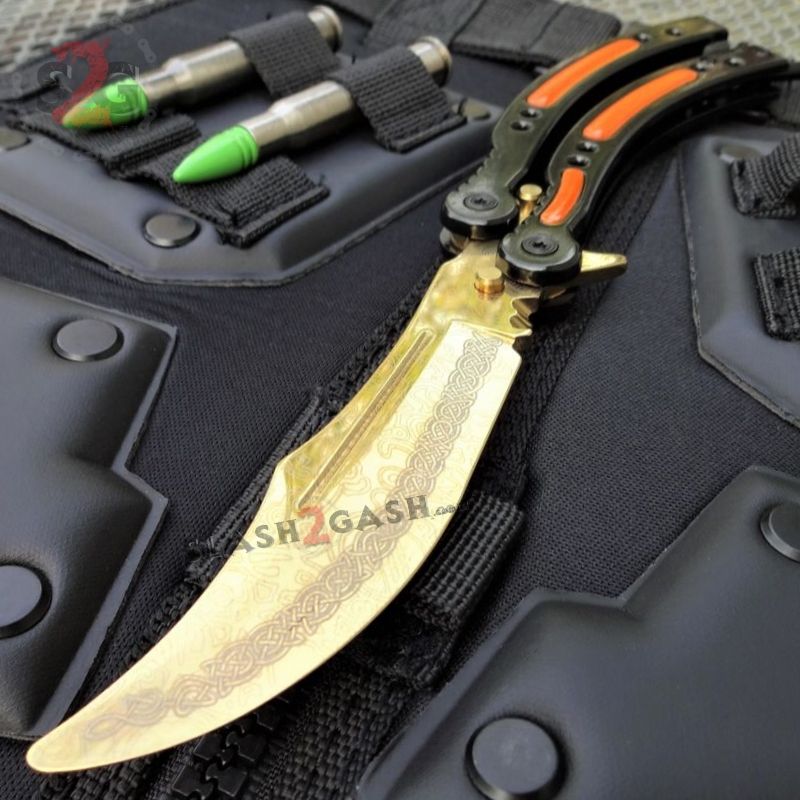 22 colors CSGO Butterfly Knife TRAINER Dull Spring Latch PRACTICE Balisong Lore Knife-Balisong - Tophatter Daily Deals