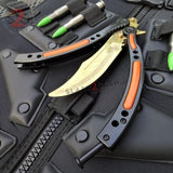 CSGO Lore Butterfly Knife Gold & Orange TRAINER Dull PRACTICE Balisong Knife-Balisong - Tophatter Daily Deals