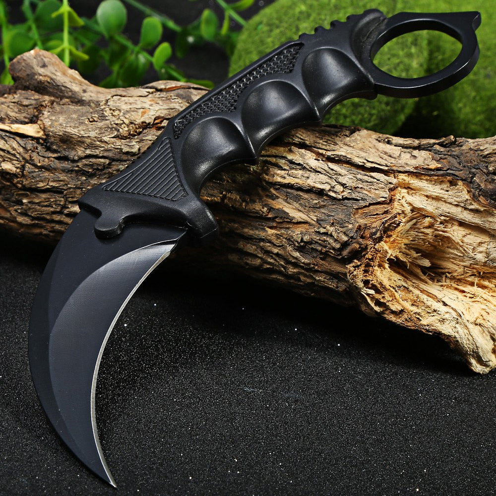CSGO Karambit Counter Strike Tactical Claw Neck Knife w/ Sheath - Black Knife-Fixed - Tophatter Daily Deals