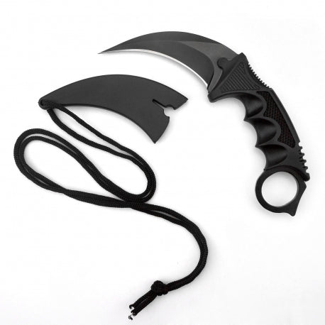 CSGO Karambit Counter Strike Tactical Claw Neck Knife w/ Sheath - Black Knife-Fixed - Tophatter Daily Deals