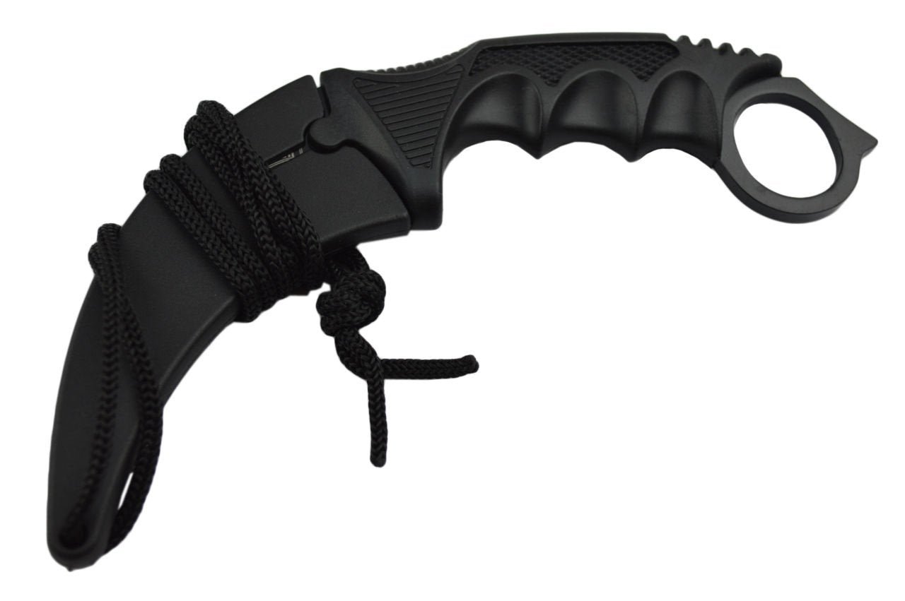 CSGO Karambit Counter Strike Tactical Claw Neck Knife w/ Sheath - Black Knife-Fixed - Tophatter Daily Deals