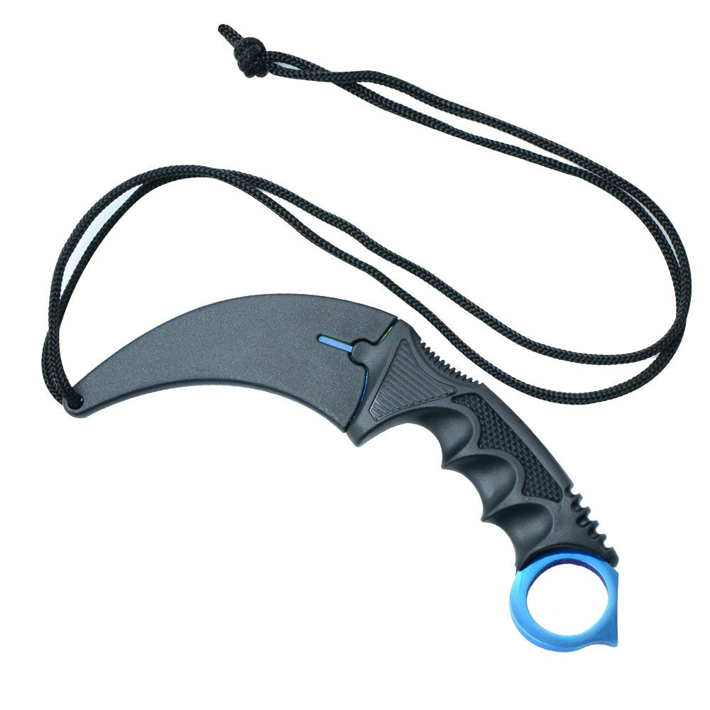 CSGO Karambit Counter Strike Tactical Claw Neck Knife w/ Sheath - Blue Knife-Fixed - Tophatter Daily Deals