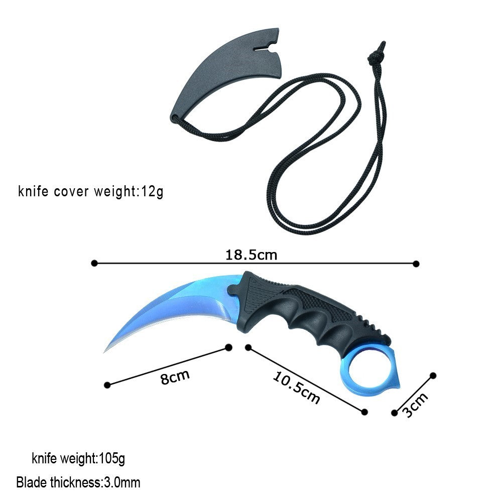 CSGO Karambit Counter Strike Tactical Claw Neck Knife w/ Sheath - Blue Knife-Fixed - Tophatter Daily Deals