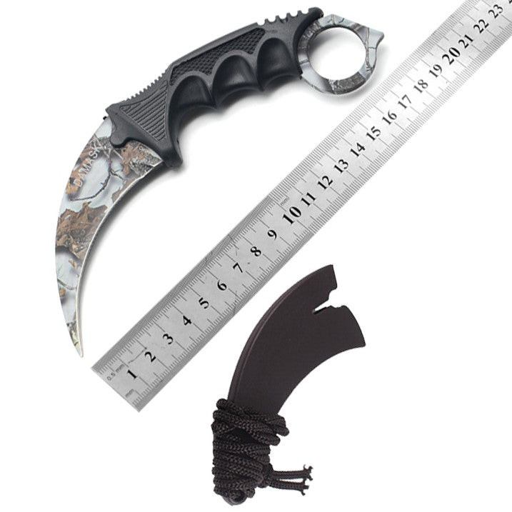 CSGO Karambit Counter Strike Tactical Claw Neck Knife - Winter Camo Knife-Fixed - Tophatter Daily Deals